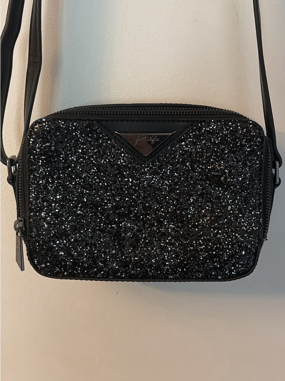 Kendall + Kylie Black Glitter Crossbody Bag